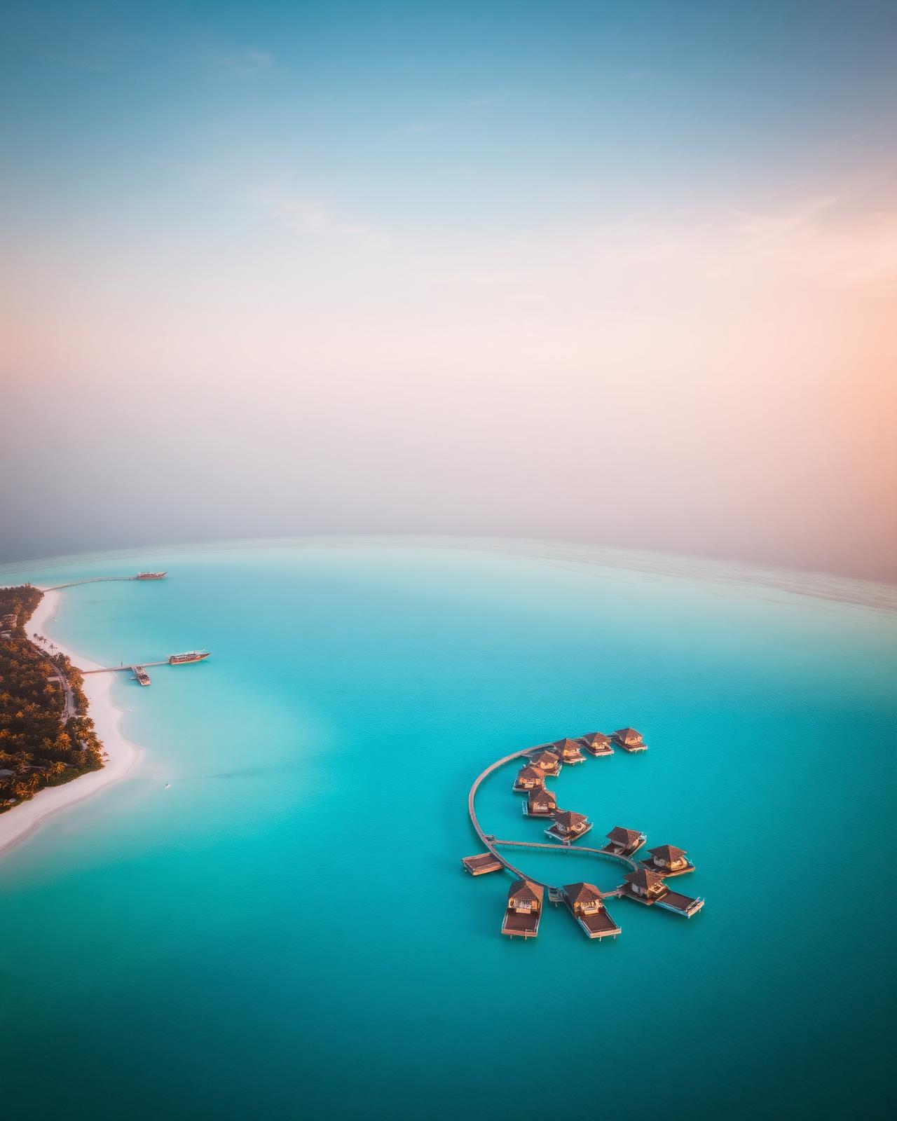 Maldives lagoon at golden hour
